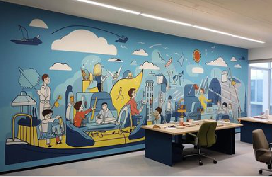 平乐办公室墙绘的特点。