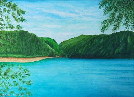 平乐在墙绘中，如何绘画绿水青山？