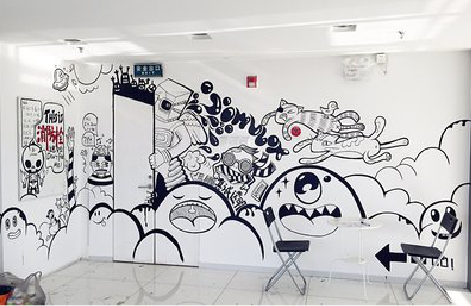 平乐手绘墙并非传统涂鸦。